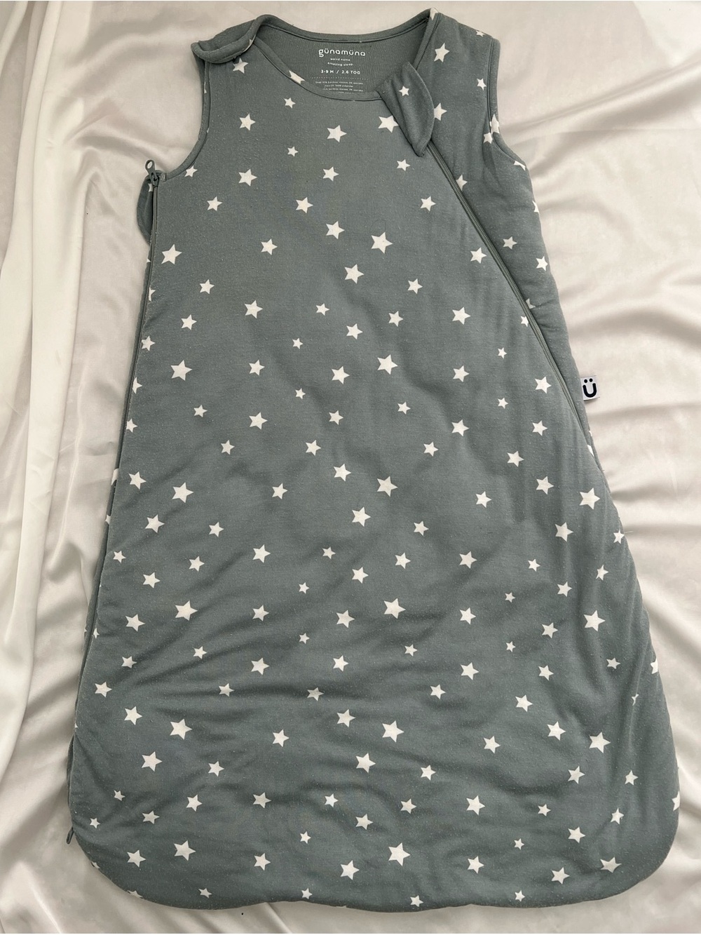 Gunamuna Grey Star Sleeveless Baby Sleep Sack Stars 2.6 TOG